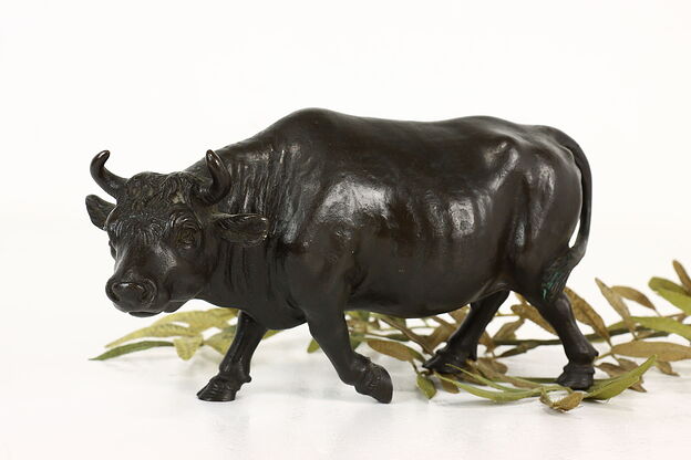 Farmhouse Vintage Satue Cast Bronze Stock Market Bull Sculpture #41955 photo