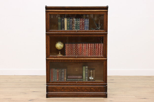 Arts & Crafts Mission Oak Antique 3 Stack Office Library Bookcase, Macey #42769 photo