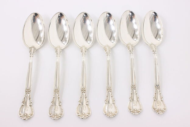 Set of 6 Gorham Chantilly Sterling Silver Tea Spoons, D Monogram #42838 photo