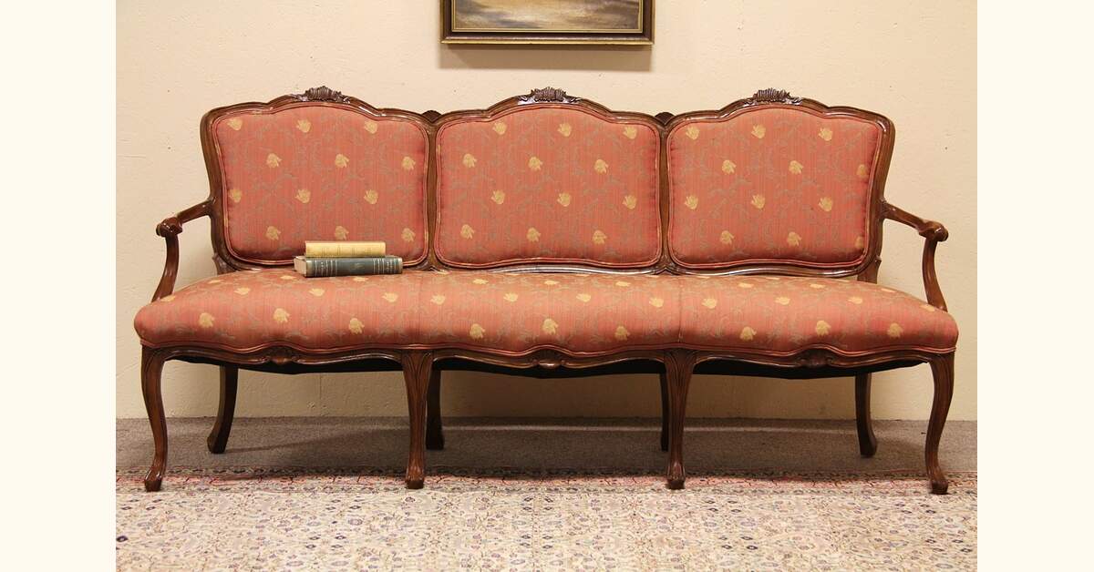 Vintage Country French Carved Sofa or Settee