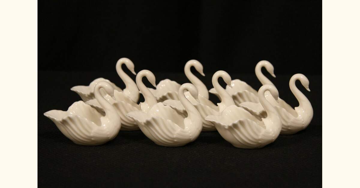 Set of 9 Lenox Swan Open Salt Cellars For the Bride