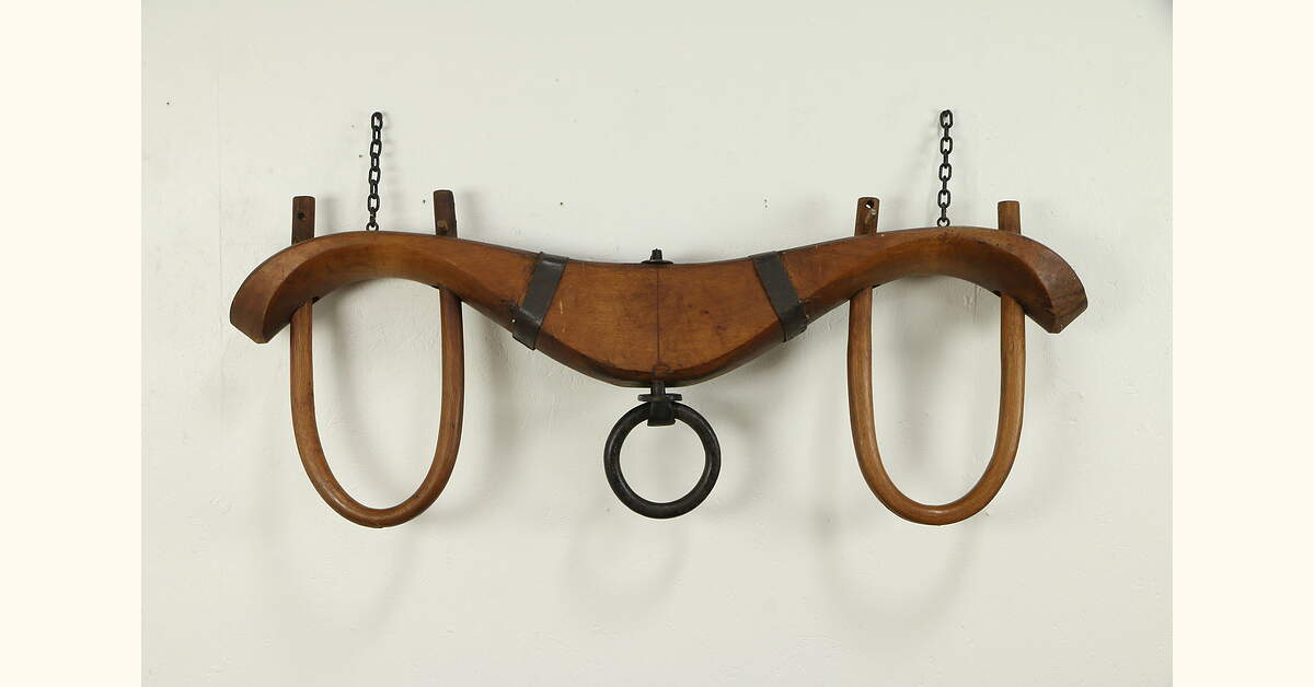 Primitive Ox Yoke, Hand Carved Wisconsin Country Antique