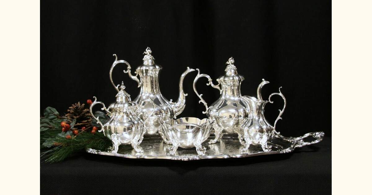 Reed & Barton Winthrop Silver Tea Set, Gorham Tray