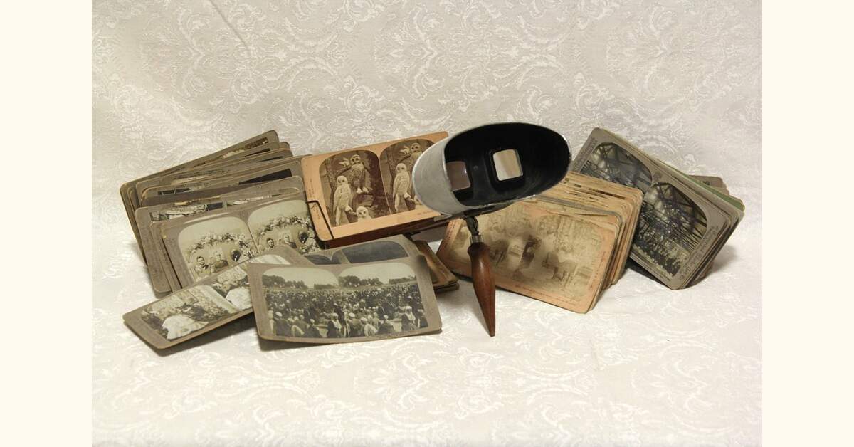 Vintage Underwood & Underwood Sun Sculpture Stereoscope Trademark 1901 Plus Stereoview Photos Vintage Underwood & Underwood Sun Sculpture Stereoscope Trademark 1901 Plus Stereoview Photos