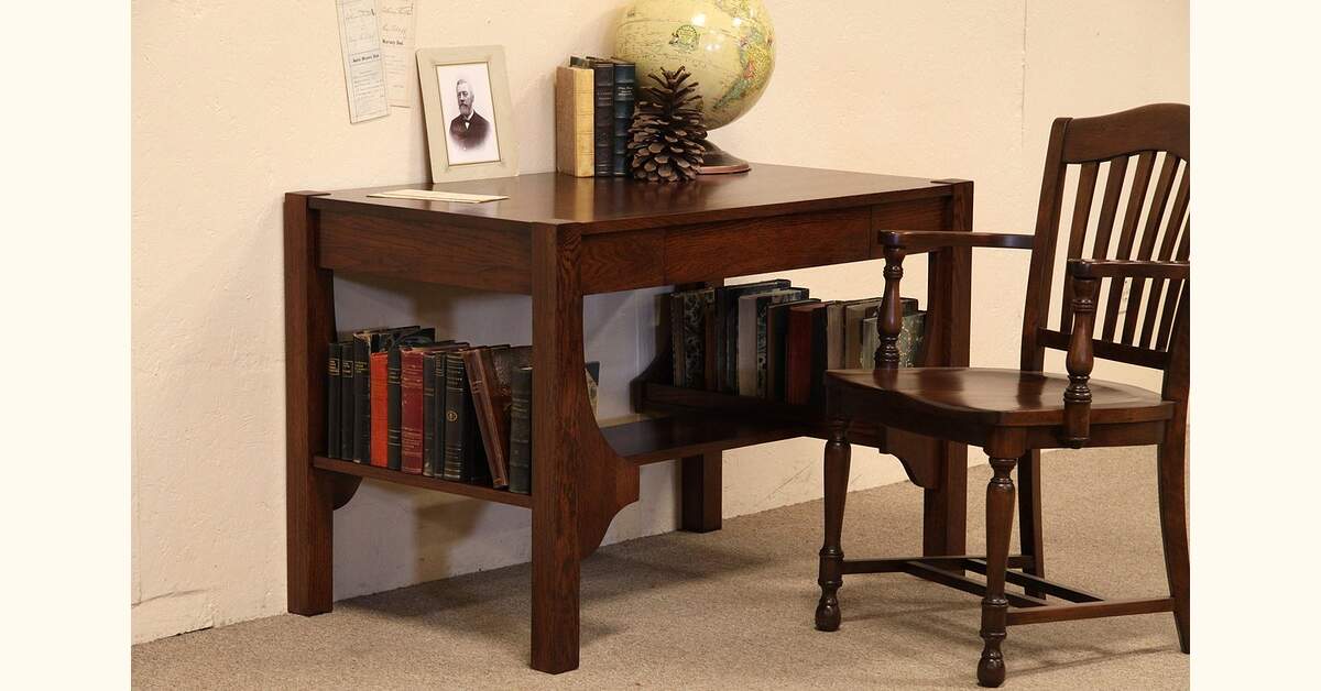 Arts & Crafts Mission Oak Library Table Desk