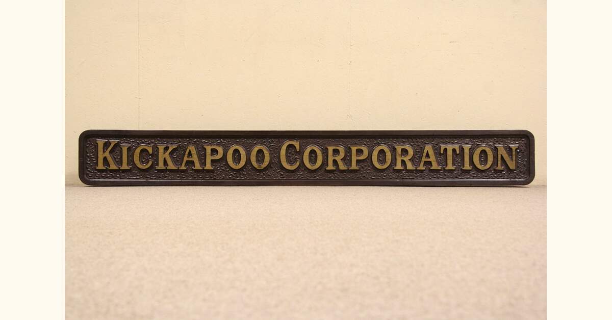 Kickapoo Corporation Carved Pine Vintage Advertizing Sign
