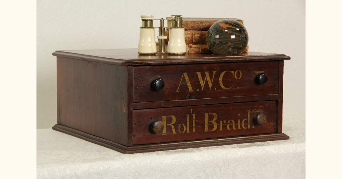 Victorian Signed Roll Braid Cabinet, Jewelry or Collector Chest