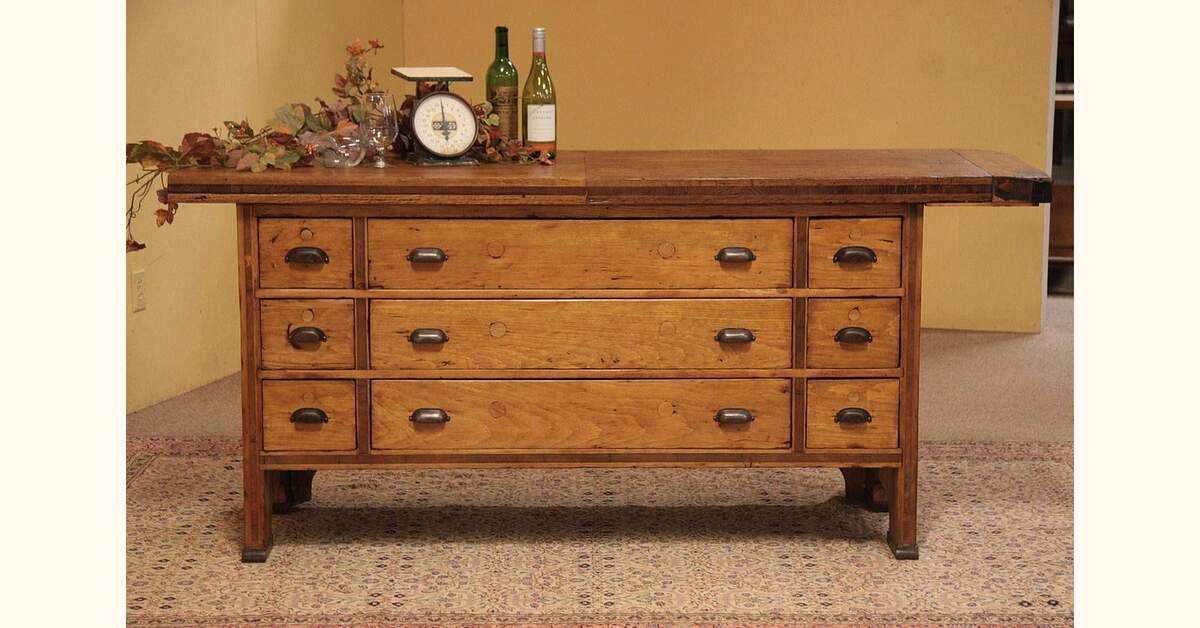 Country Workbench, Counter or Island, 9 Drawers
