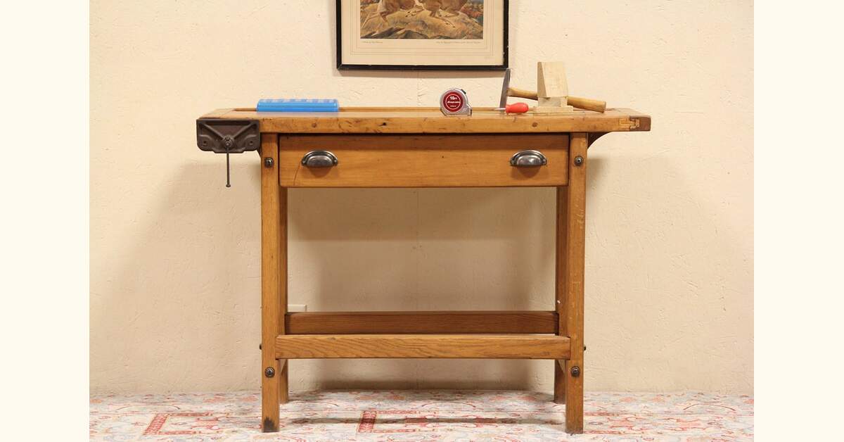 木製BENKEI　ビンテージ Gilbert Child's 1950 Vintage Pine & Oak Workbench