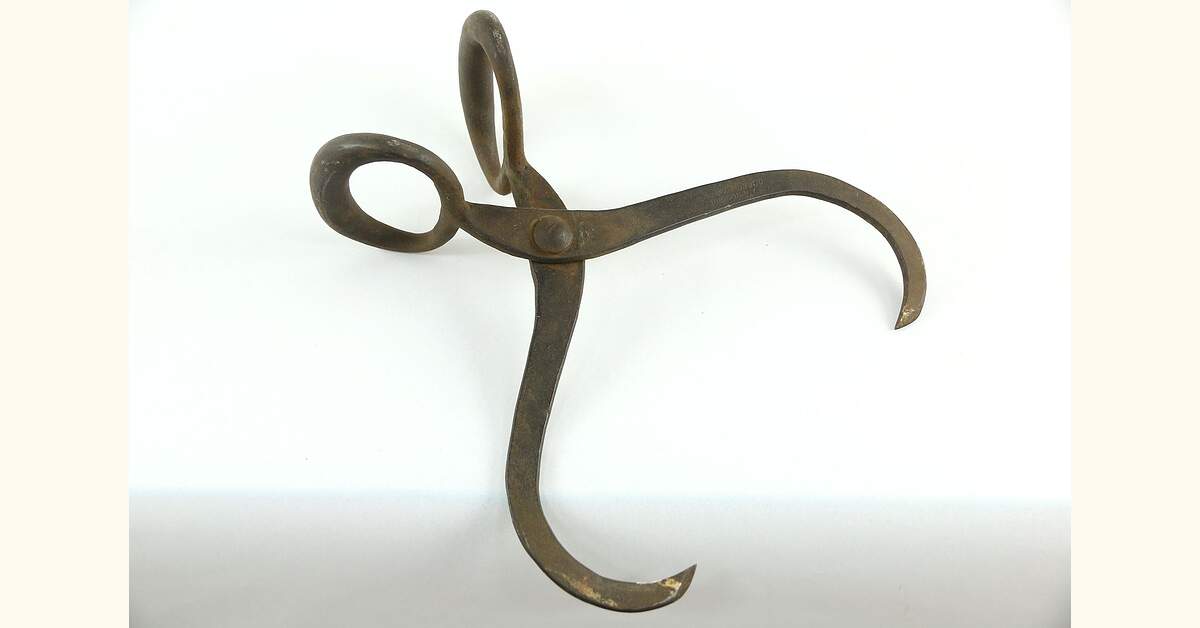 Wrought Iron 1890's Antique Tongs for Icebox Block of Ice