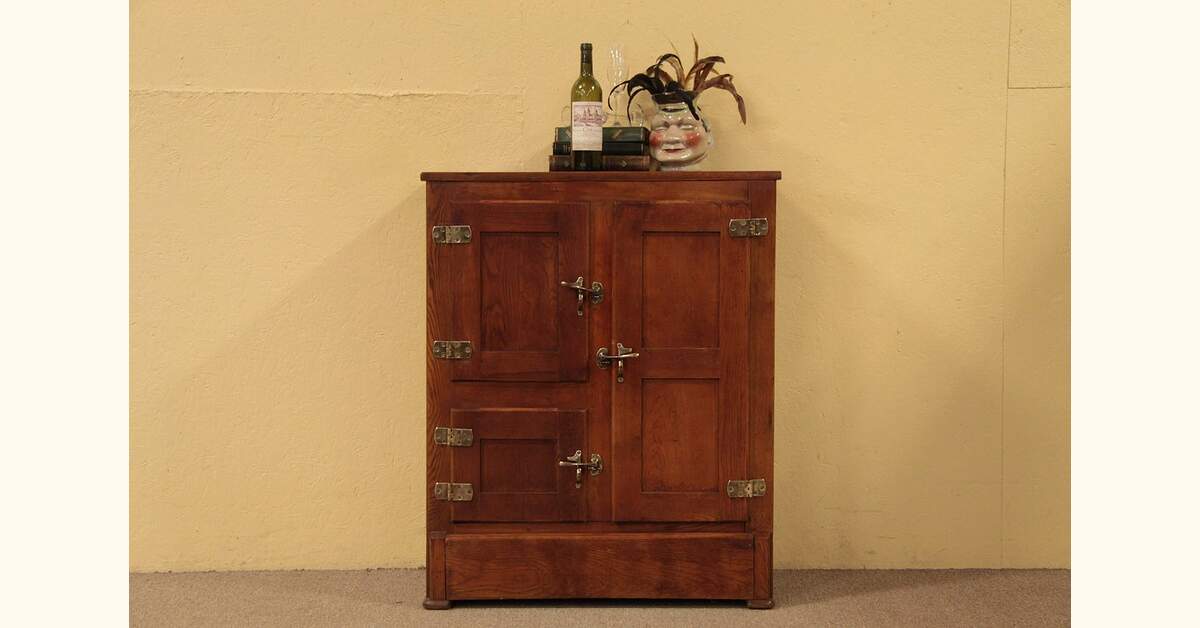 Victorian Oak Antique Ice Box