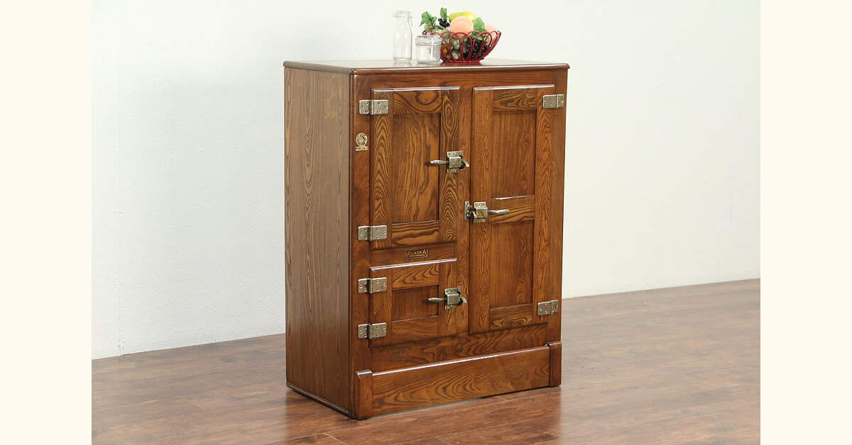 Oak & Ash Antique 1900 Kitchen Pantry Ice Box, Alaska of Muskegon