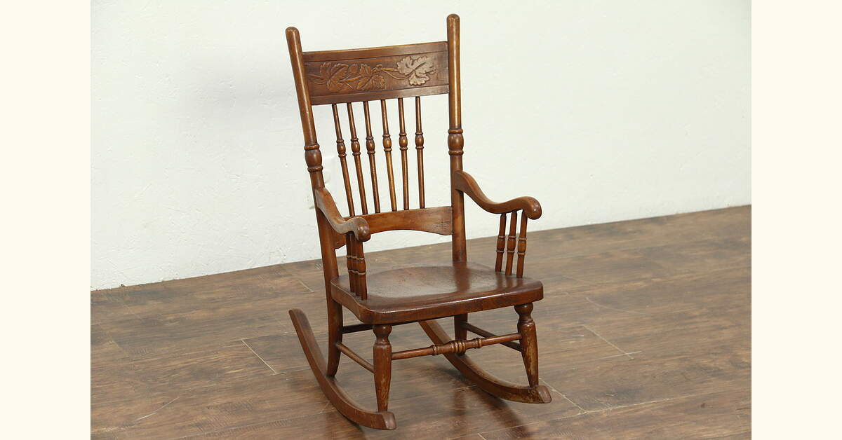Antique Little Girls Rocking Chair Furniture Small Wooden Rocker