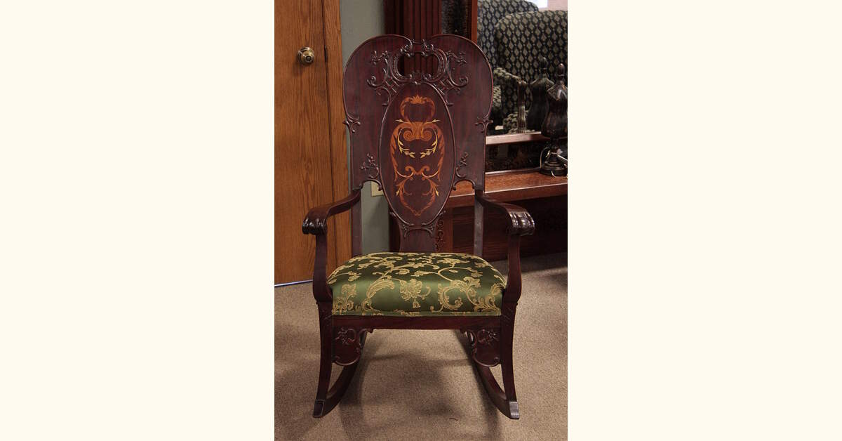 Art Nouveau Antique Rocker, Pearl Inlay
