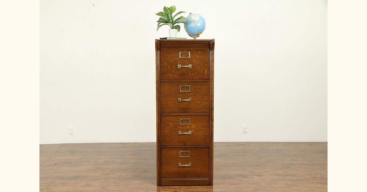 Oak Antique Oversize Legal, Music or Double Row File Cabinet