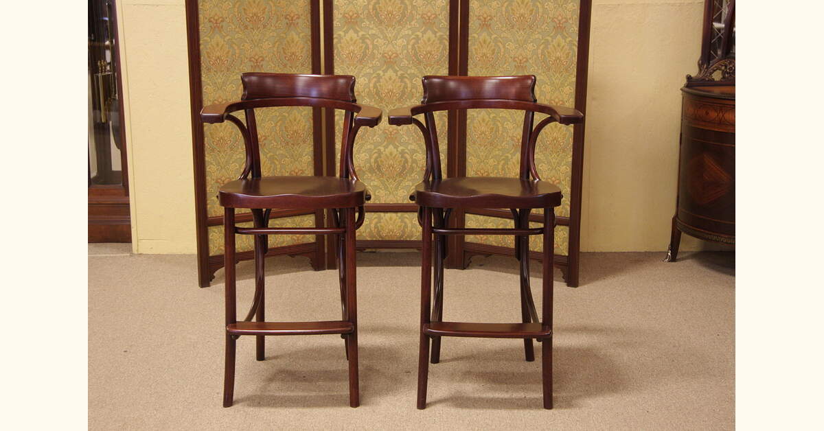 Pair of Antique Pool Hall Armchairs or Stools