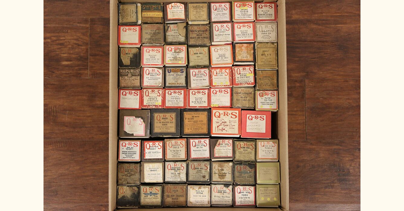 Player Piano Rolls, Box of 61 Assorted