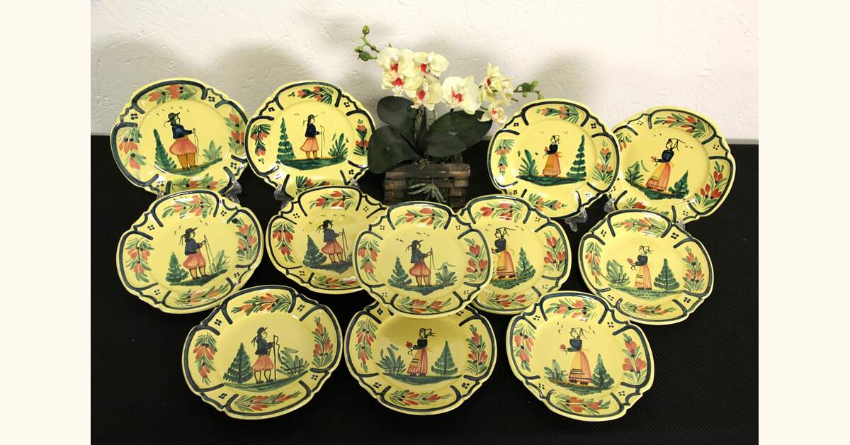 Quimper Yellow Soleil Set of Twelve 6