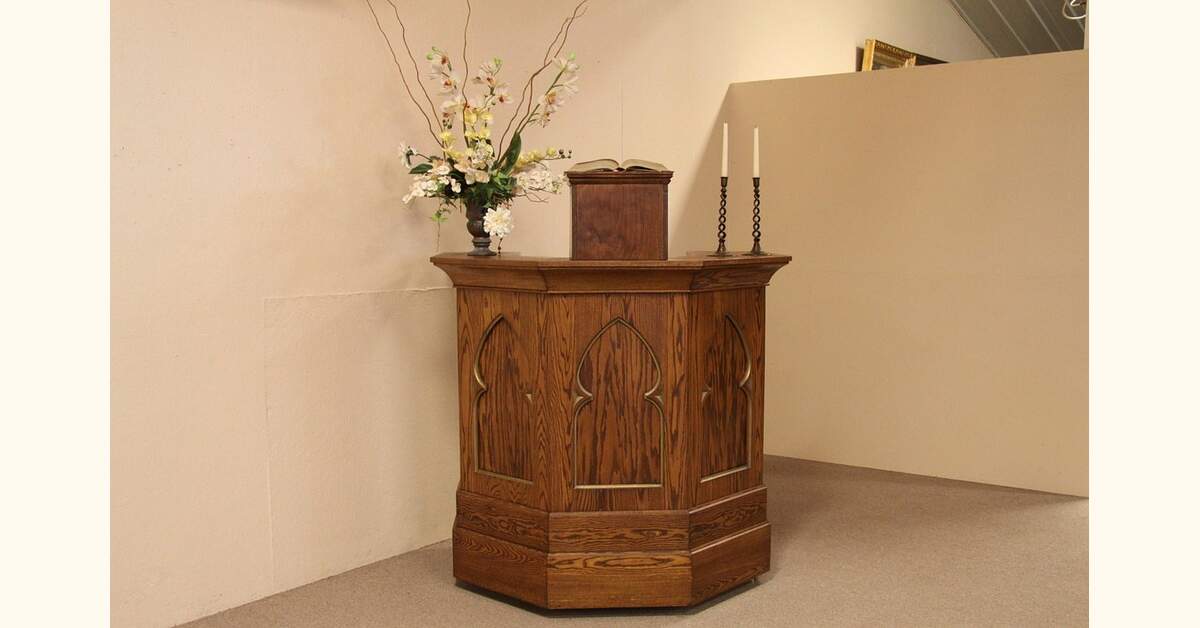 Oak Gothic Pulpit or Lectern