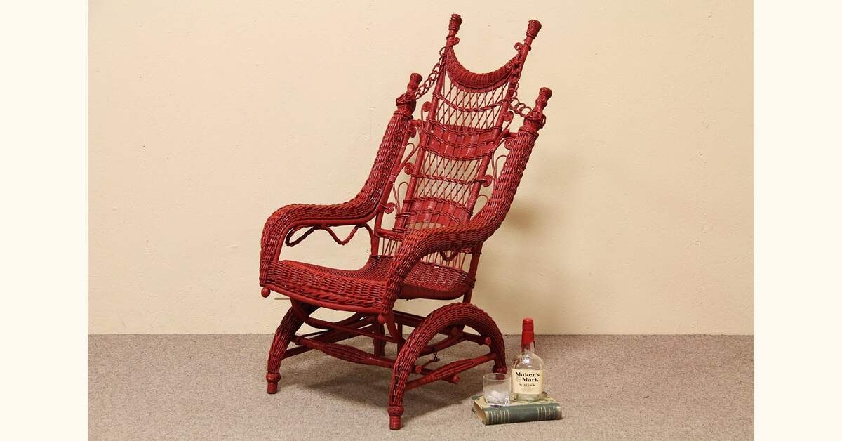 Victorian Antique Wicker 1895 Platform Rocker