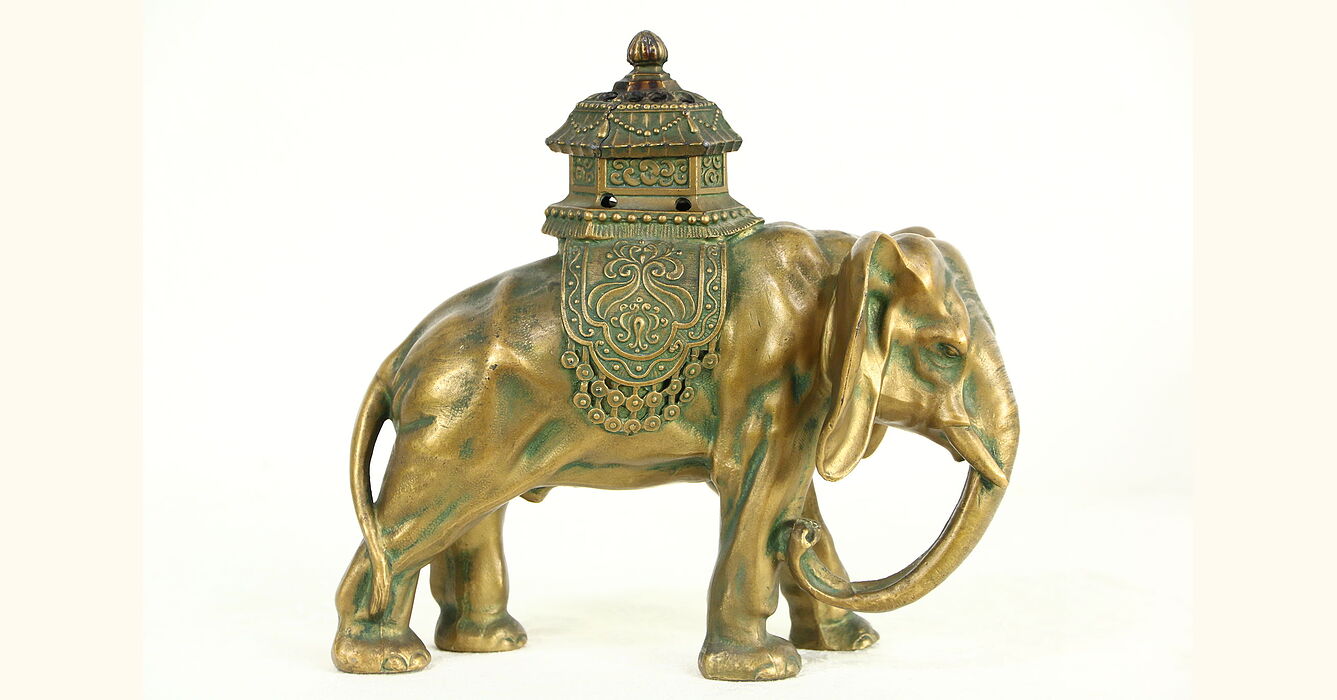 Ancient Exquisite Bronze Elephant Incense Burner 