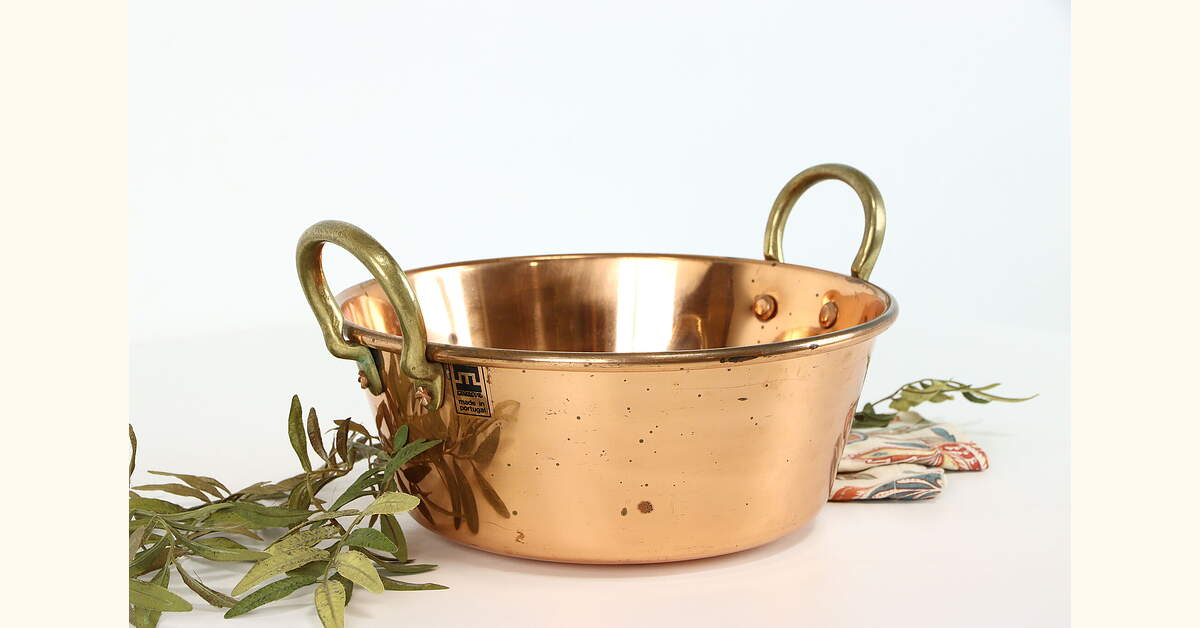 Panier vintage en cuivre et laiton En vente sur