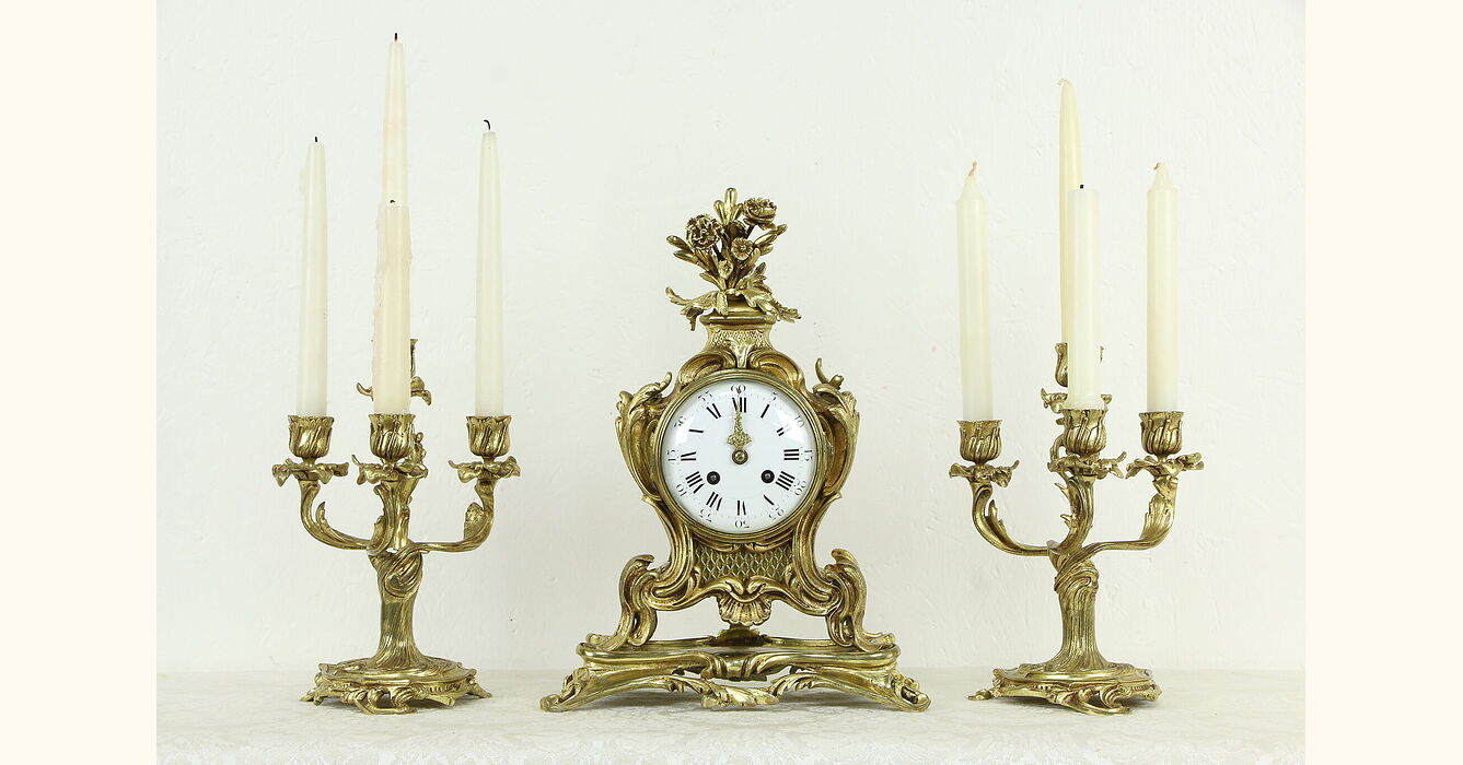 ITALIAN reproduction ornate candelabra beautiful match with clock 
