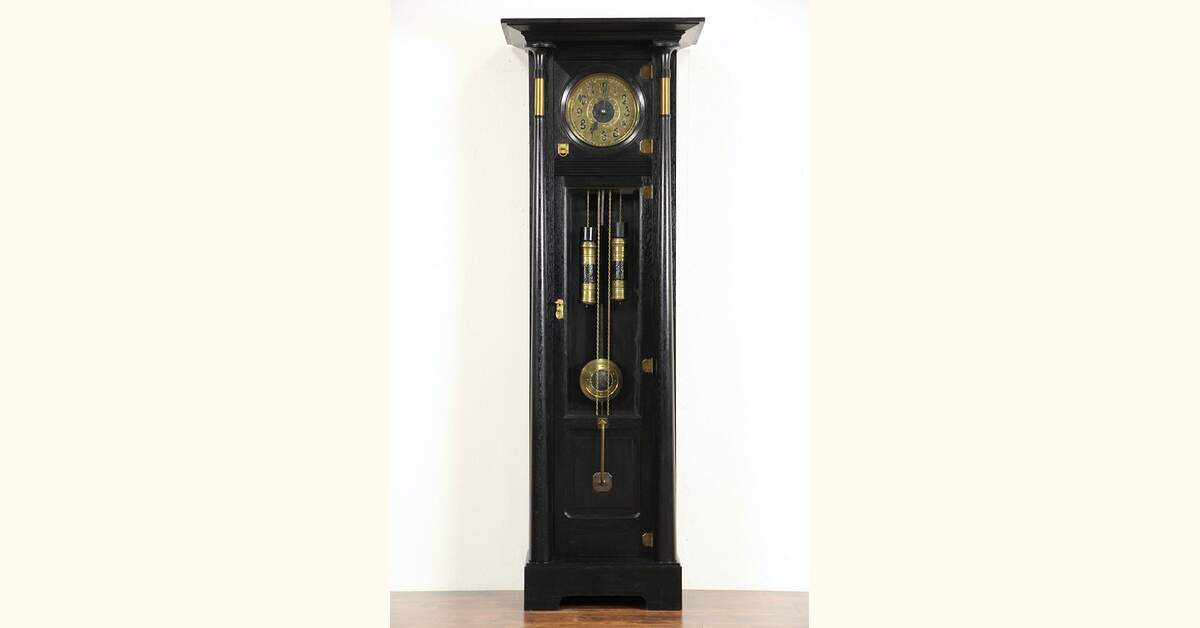 German Arts & Crafts 1900 Antique Long Case Grandfather Clock