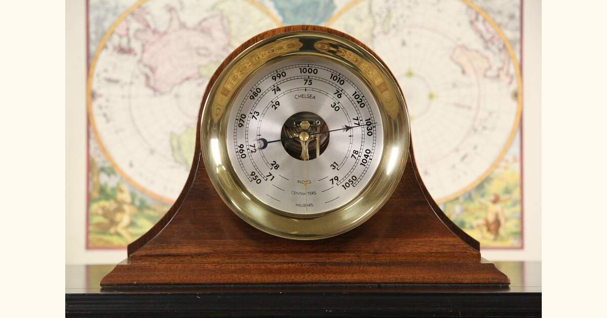 Chelsea Brass 1970's Vintage Ship Barometer, Desk Stand
