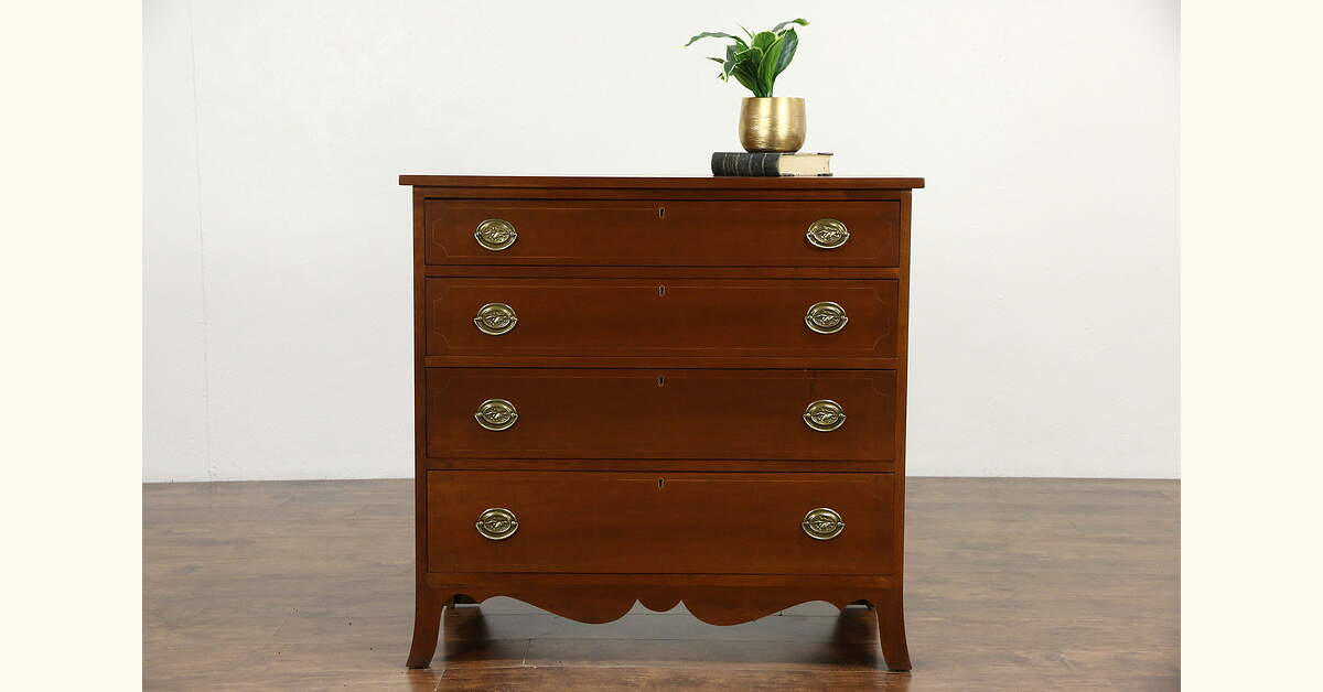 Hepplewhite 1790 Antique Cherry Linen or Hall Chest or Dresser