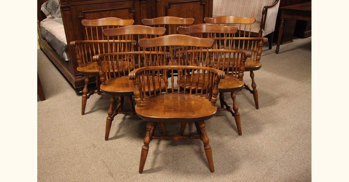 Set of 6 Nichols and Stone Windsor Armchairs