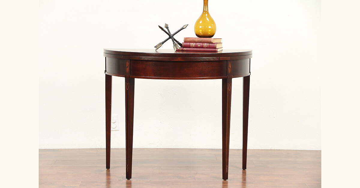 Demilune Half Round Vintage Hall Console & Game Table
