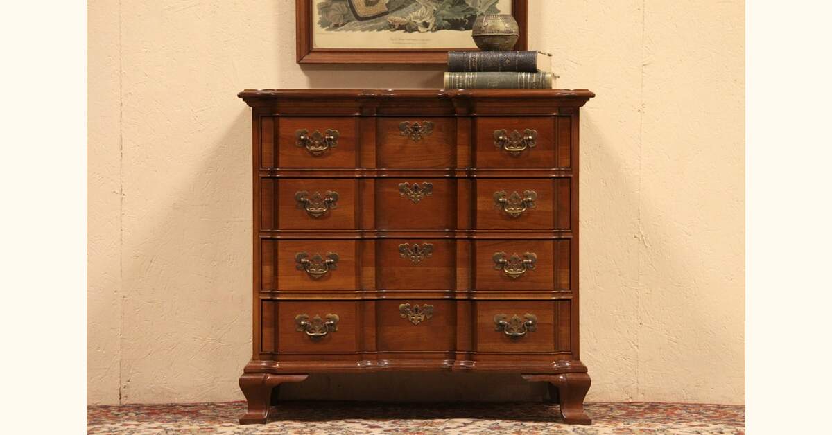Maddox Vintage Georgian Block Front Cherry Chest or Dresser