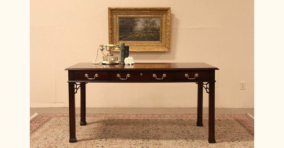 Library Table Writing Desk, signed Councill