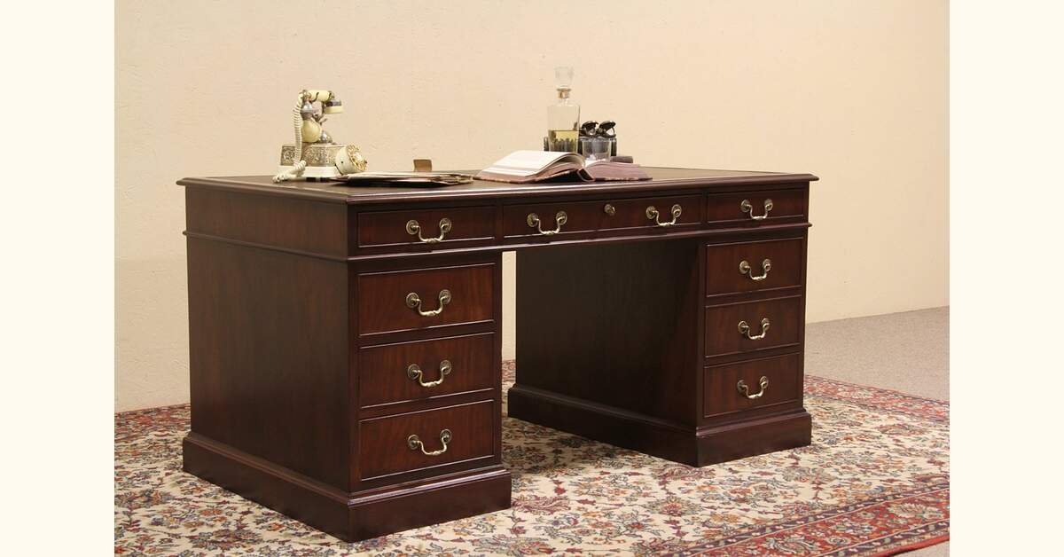 H22C15 Kittinger キッティンガー エグゼクティブデスク レザー Kittinger Vintage Leather Top Executive Desk
