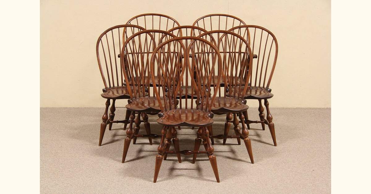 Set of Dimes Signed Hand Crafted Windsor Dining Chairs