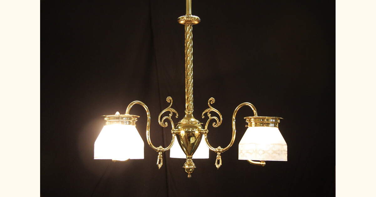 Victorian Triple Gas Fixture, Electrified