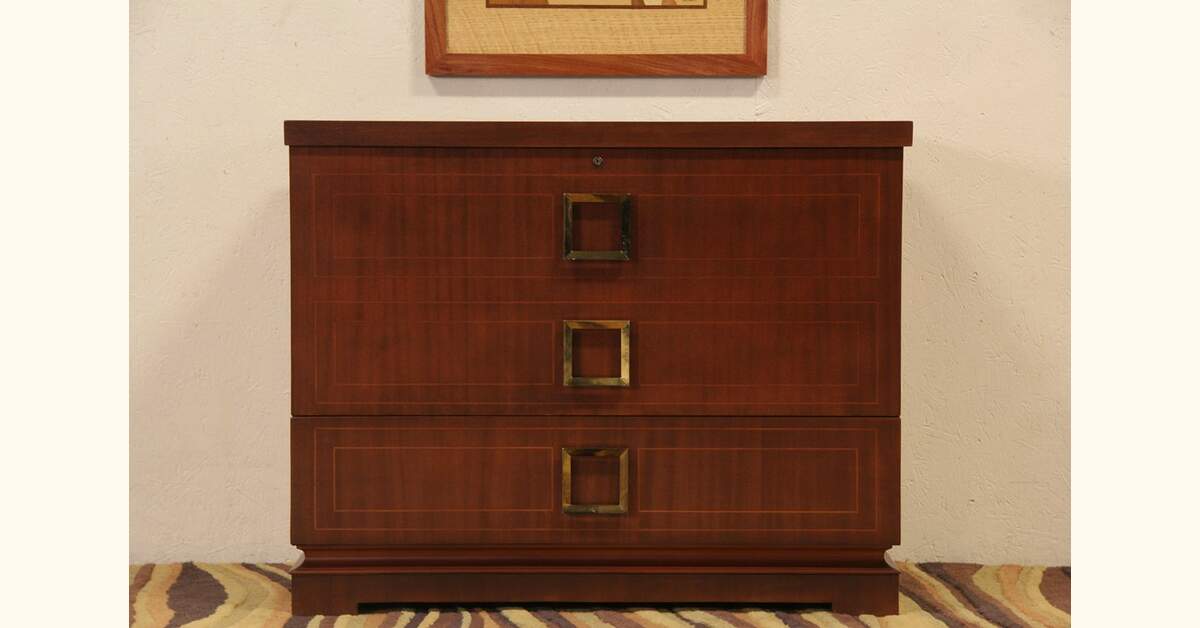 Midcentury Modern Cedar Lined Chest, Signed 1950's Vintage