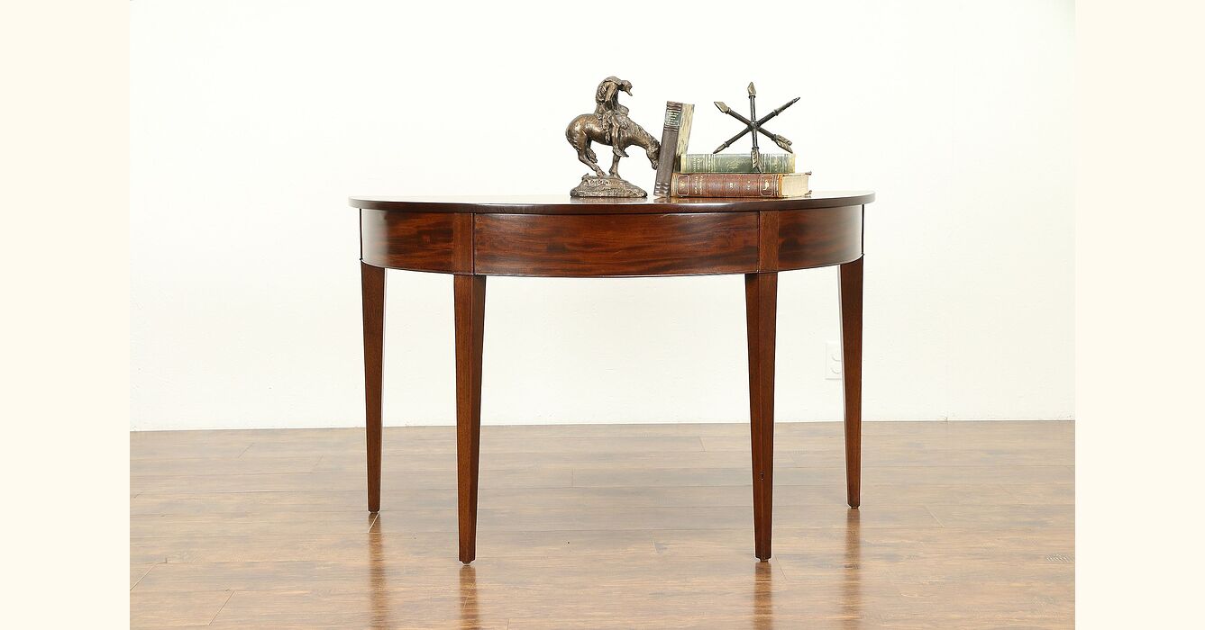 Rare Marble Top Dutch Demilune Classic Console with Chinoiserie Apron