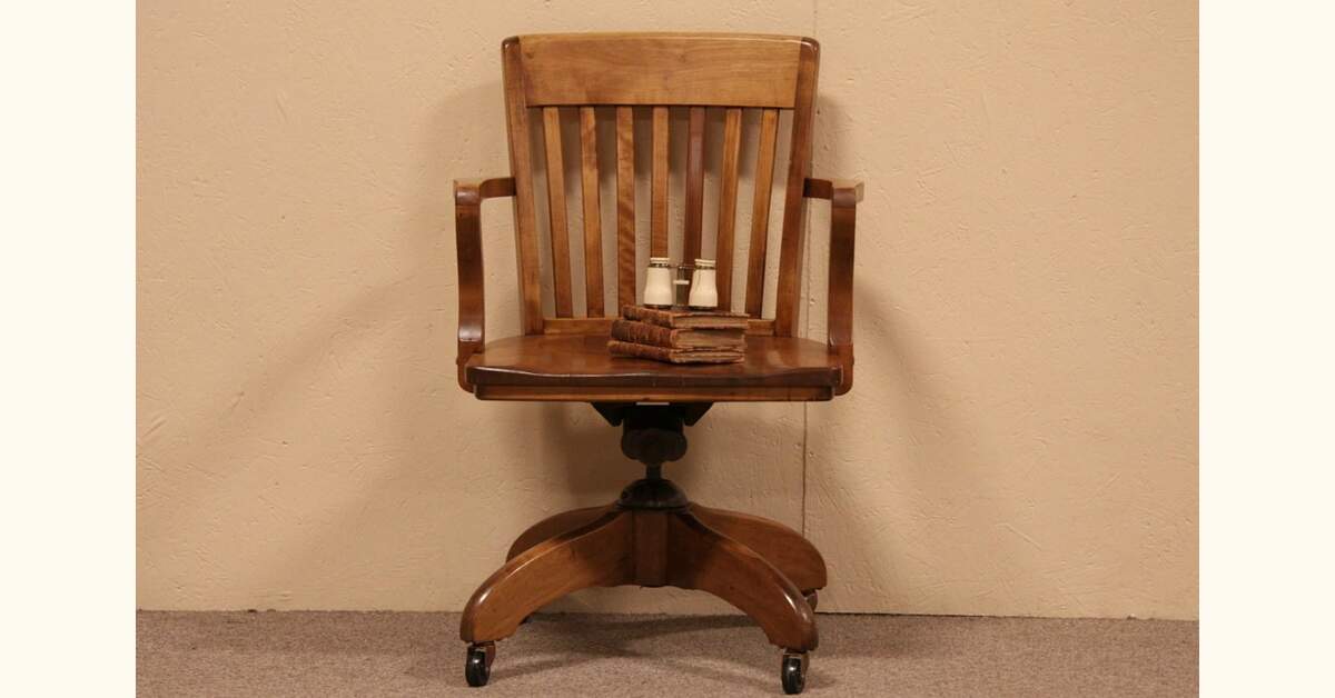 Swivel 1930's Maple Antique Desk Armchair