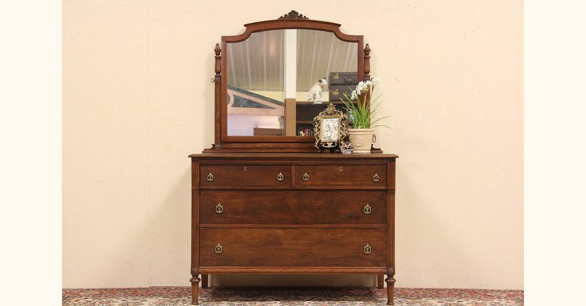 Walnut Antique Dresser Circa 1920