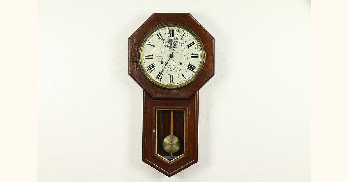 Seth Thomas Antique Schoolhouse 30 Day Wall Clock, All Original