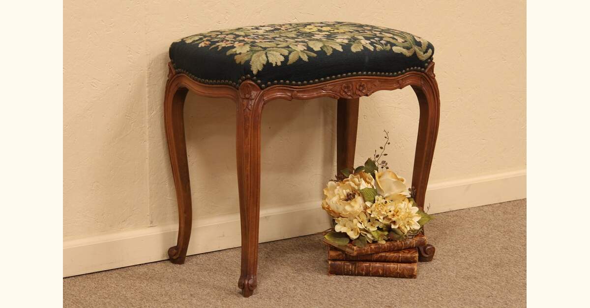 Country French Needlepoint Bench