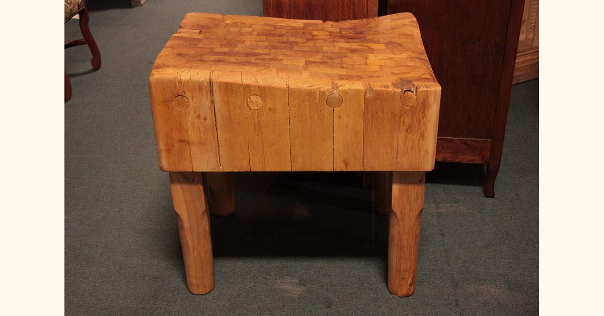 Dovetailed Maple Butcher Chopping Block, 1900