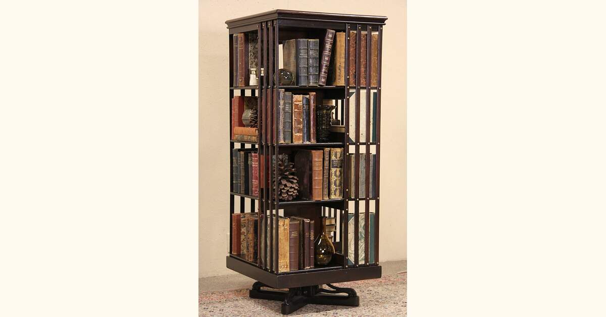 Danner Signed 1890's Antique Spinning or Revolving Walnut Bookcase
