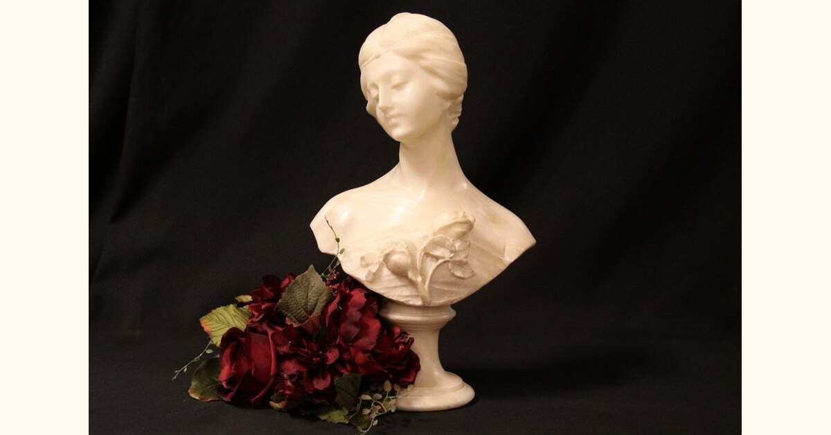 Carved Cipriani Statue Alabaster Sculpture of Young