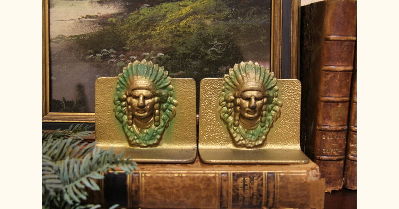 アンティーク雑貨 Indian Chief Chalkware Bookend Vintage Indian Chief Book Ends Chalkware - Etsy