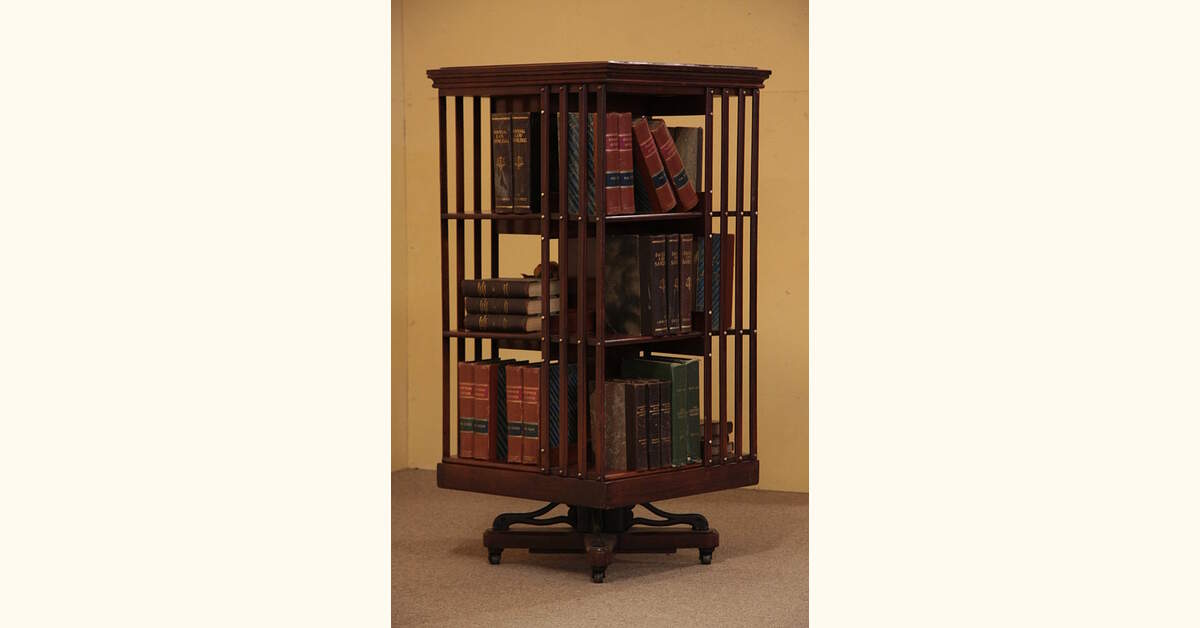 Victorian Antique 1900 Chairside Spinning Bookcase