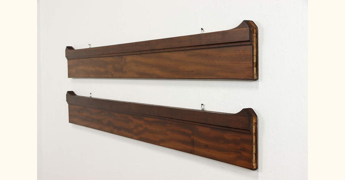 Architectural Salvage Pair Antique Mahogany Bed Rails, Wall Hanging 79"
