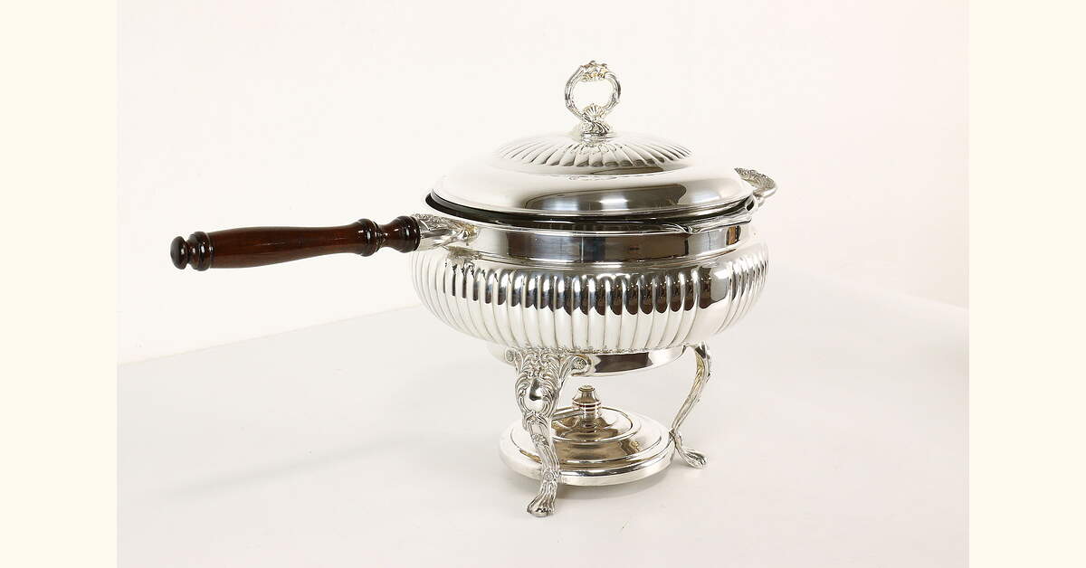 Silverplate Vintage Chafing Dish, Liner Burner, Sheridan by Taunton